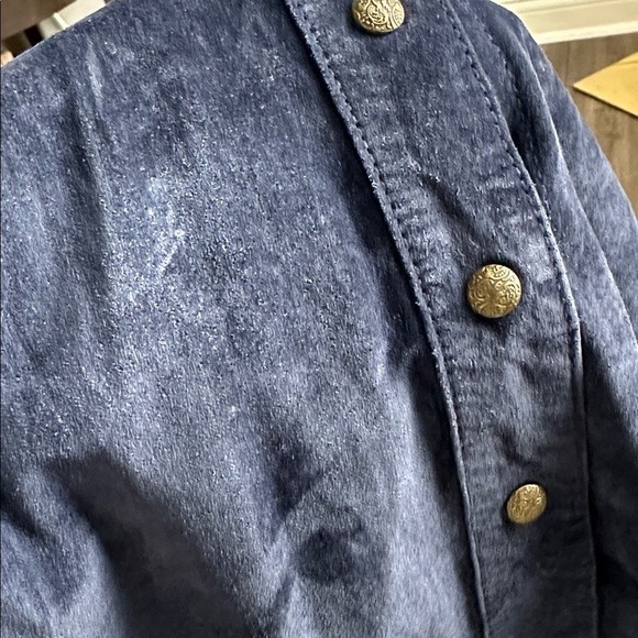 Womens Soft Suede Leather Shirt Dress Duster Western Preppy Cowgirl Navy Blue M - Picture 9 of 9
